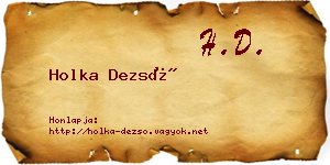 Holka Dezső névjegykártya